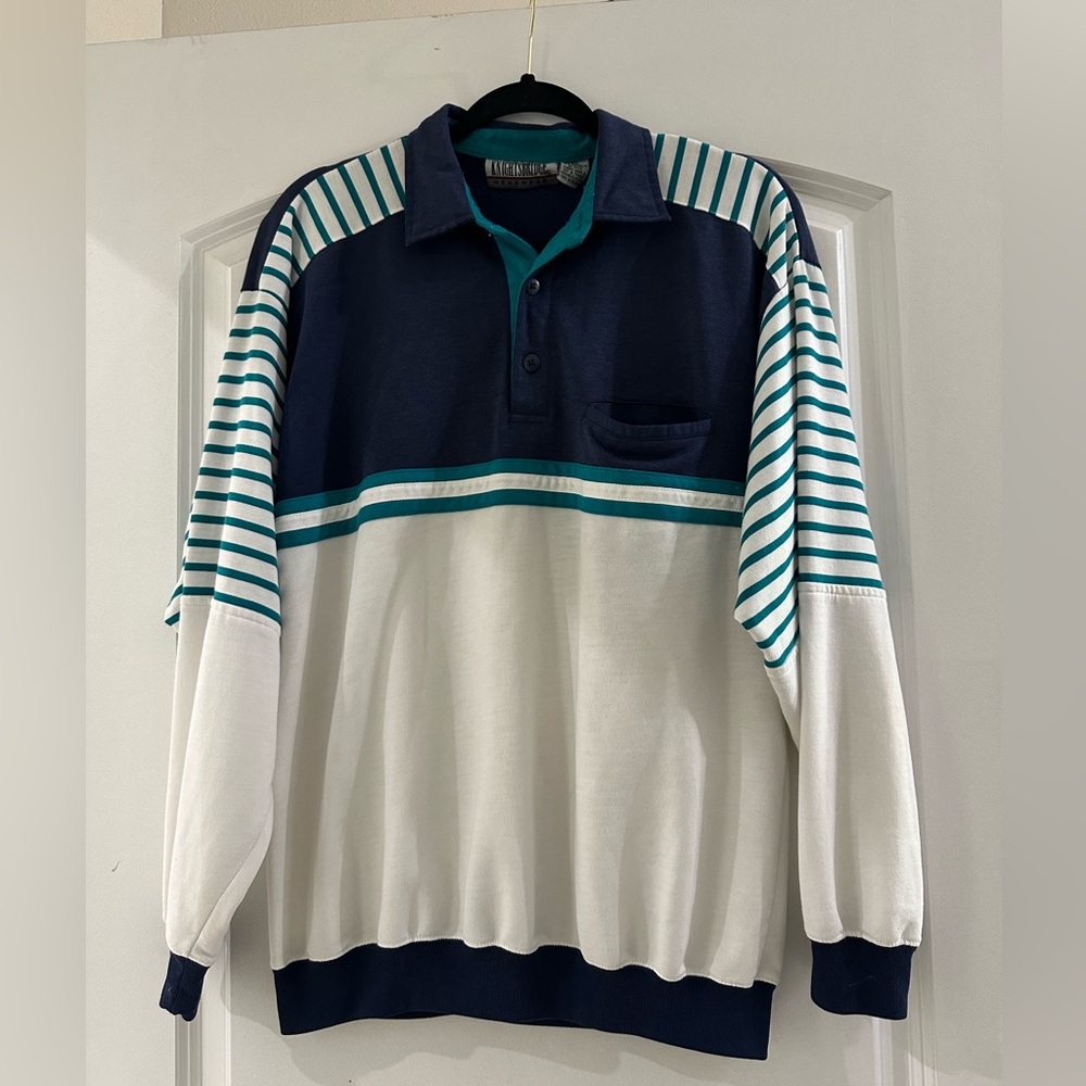 Vintage Knightsbridge Mensware Long Sleeve Pocket Polo Size M